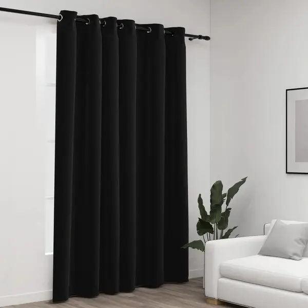 Gossi perdea opaca, aspect panza, cu ocheti, antracit, 290x245 cm