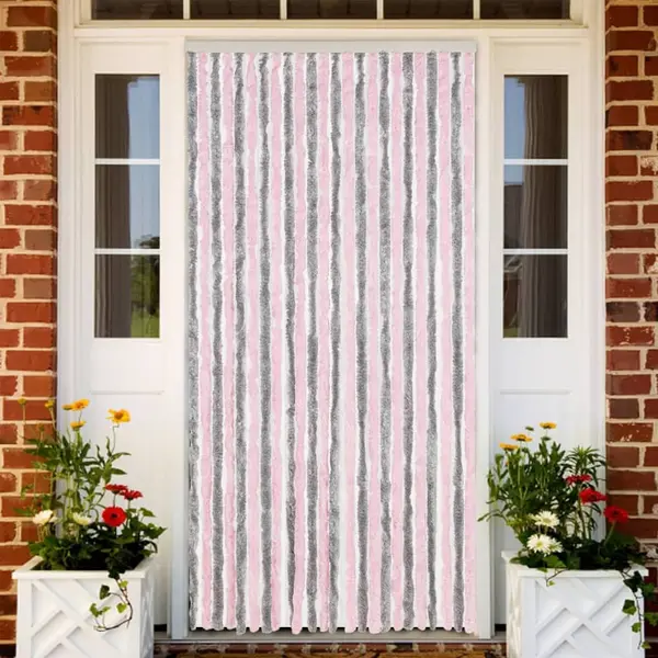 Gossi perdea pentru insecte, gri argintiu si roz, 100x200cm, chenille
