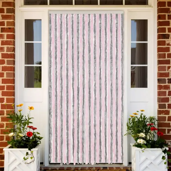 Gossi perdea pentru insecte gri argintiu si roz, 118x220 cm, chenille