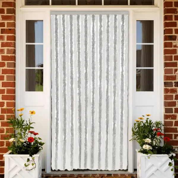 Gossi perdea pentru insecte, gri deschis si alb, 90x200 cm, chenille