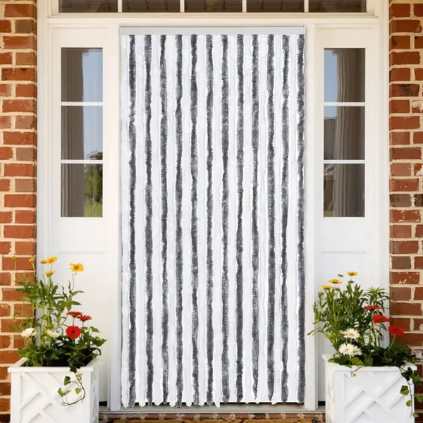 Gossi perdea pentru insecte, gri si alb, 100x230 cm, chenille