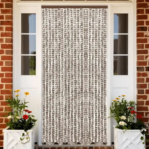 Gossi perdea pentru insecte, gri taupe si alb, 56x200 cm, chenille