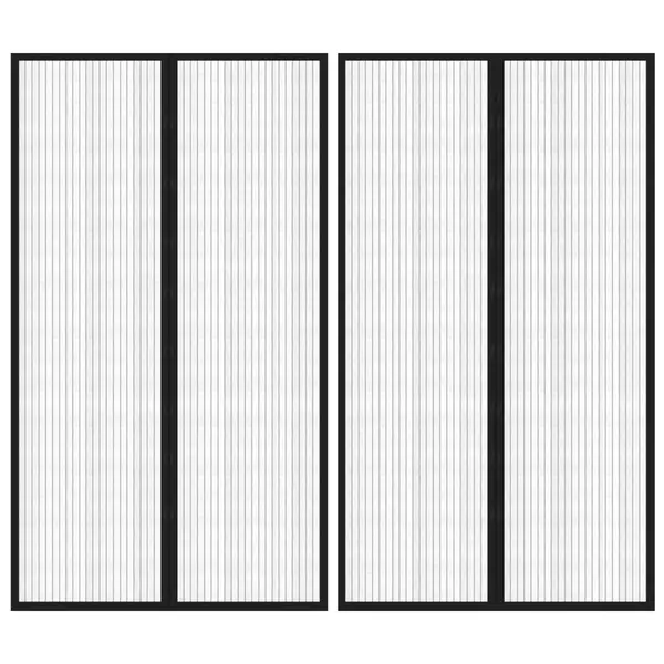 Gossi perdele de usa anti-insecte cu magnet, 2 buc., negru, 200x80 cm