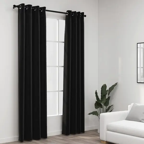 Gossi perdele opace, aspect panza, 2 buc., antracit, 140 x 245 cm