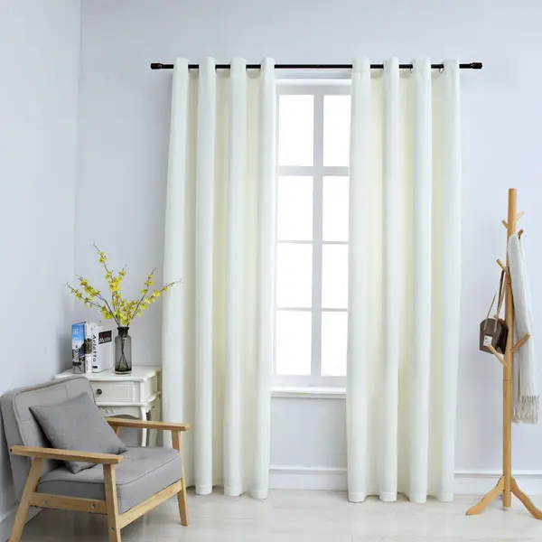 Gossi perdele opace cu inele, 2 buc., crem, 140x175 cm, catifea
