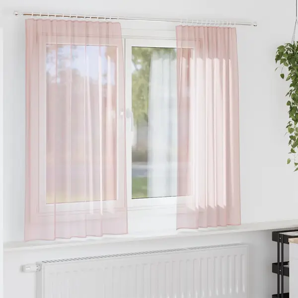 Gossi perdele voal cu bucle 2 buc roz deschis 140x140 cm