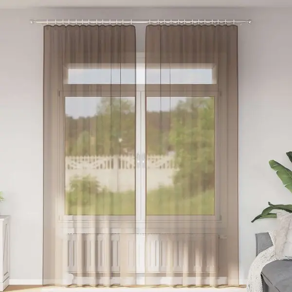 Gossi perdele voile cu bucle 2 buc maro deschis 140x260 cm