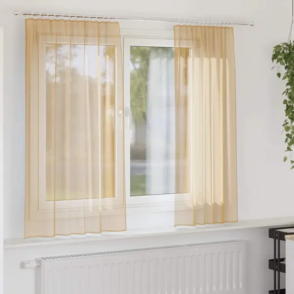 Gossi perdele voile cu bucle 2 buc nisip 140x175 cm