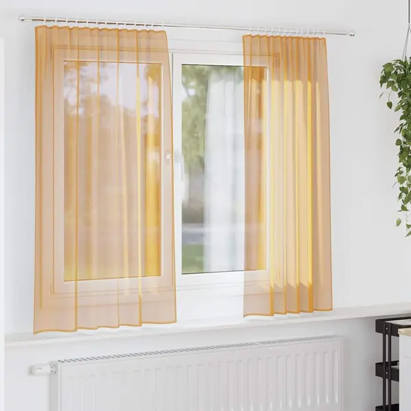 Gossi perdele voile cu bucle 2 buc portocaliu 140x140 cm