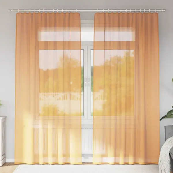Gossi perdele voile cu bucle 2 buc portocaliu 140x245 cm