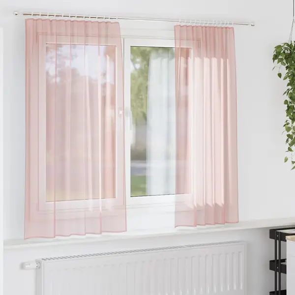 Gossi perdele voile cu bucle 2 buc roz 140x175 cm