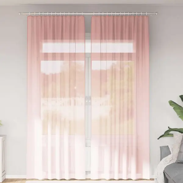 Gossi perdele voile cu bucle 2 buc roz 140x260 cm