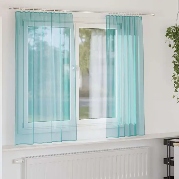 Gossi perdele voile cu bucle 2 buc turcoaz 140x140 cm