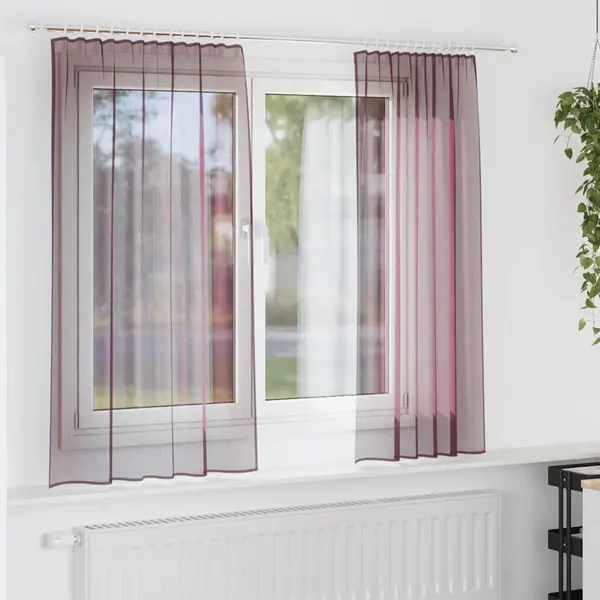 Gossi perdele voile cu bucle 2 buc violet 140x140 cm