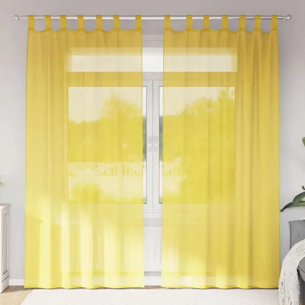 Gossi perdele voile cu buzunare pentru bare 2 buc galben
