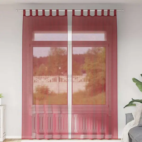 Gossi perdele voile cu buzunare pentru bare 2 buc rosu vin