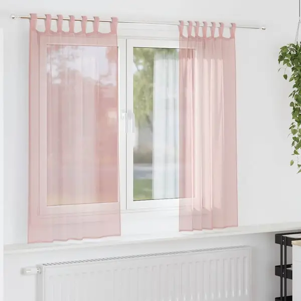 Gossi perdele voile cu buzunare pentru bare 2 buc roz