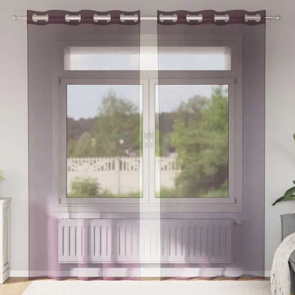 Gossi perdele voile cu oeli 2 buc violet 140x245 cm