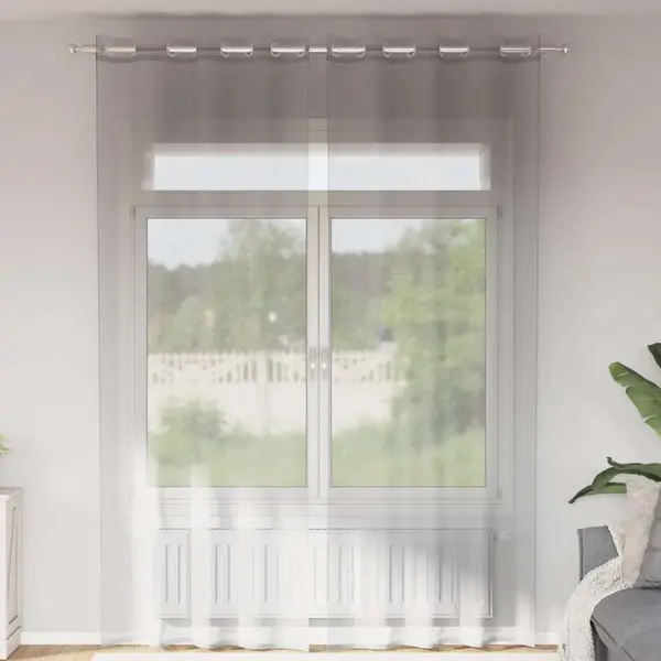 Gossi perdele voile cu oelii 2 buc gri deschis 140x300 cm