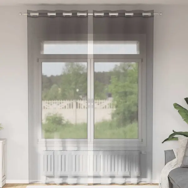 Gossi perdele voile cu oelii 2 buc gri inchis 140x260 cm