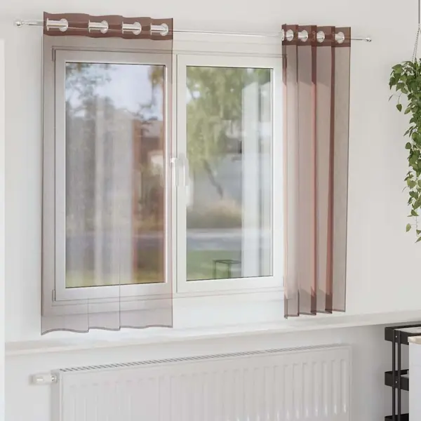 Gossi perdele voile cu oelii 2 buc maro 140x175 cm