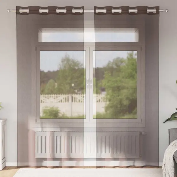 Gossi perdele voile cu oelii 2 buc maro 140x245 cm