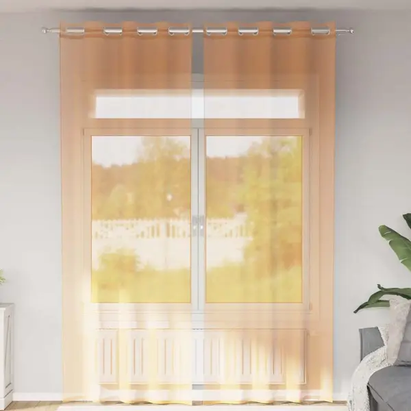 Gossi perdele voile cu oelii 2 buc portocaliu 140x300 cm
