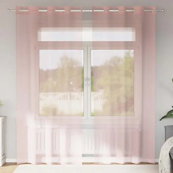 Gossi perdele voile cu oelii 2 buc roz 140x225 cm