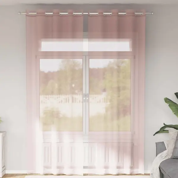 Gossi perdele voile cu oelii 2 buc roz 140x260 cm