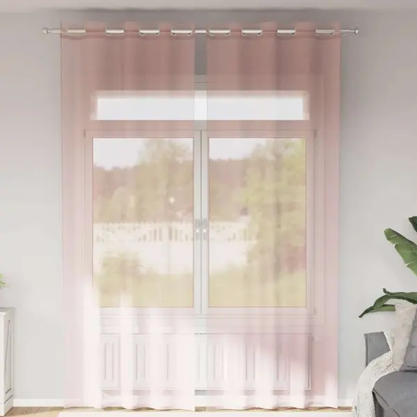 Gossi perdele voile cu oelii 2 buc roz 140x300 cm