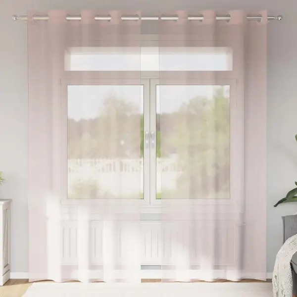 Gossi perdele voile cu oelii 2 buc roz deschis 140x225 cm