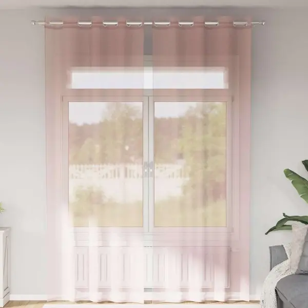 Gossi perdele voile cu oelii 2 buc roz deschis 140x300 cm