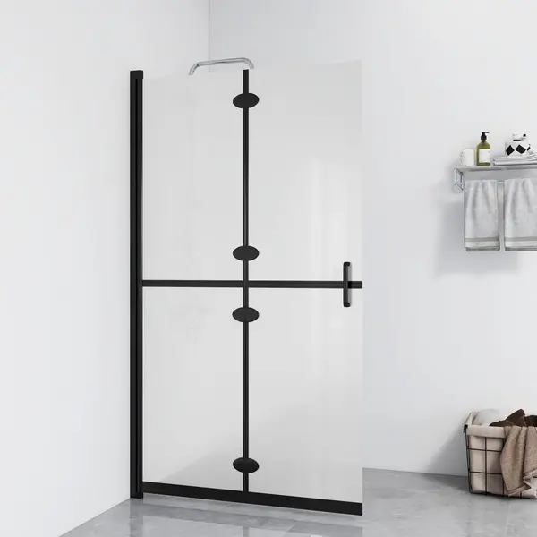 Gossi perete de dus walk-in pliabil, 110x190 cm, sticla esg mata