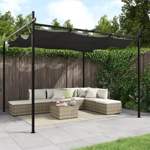 Gossi pergola cu acoperis retractabil, antracit, 295x292x230 cm