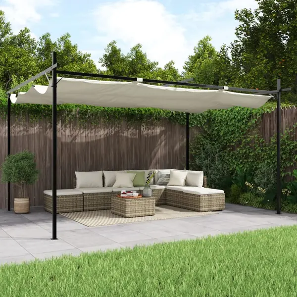 Gossi pergola cu acoperis retractabil, crem, 395x292x230 cm