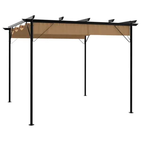 Gossi pergola cu acoperis retractabil gri taupe 3x3 m otel 180 g/m2