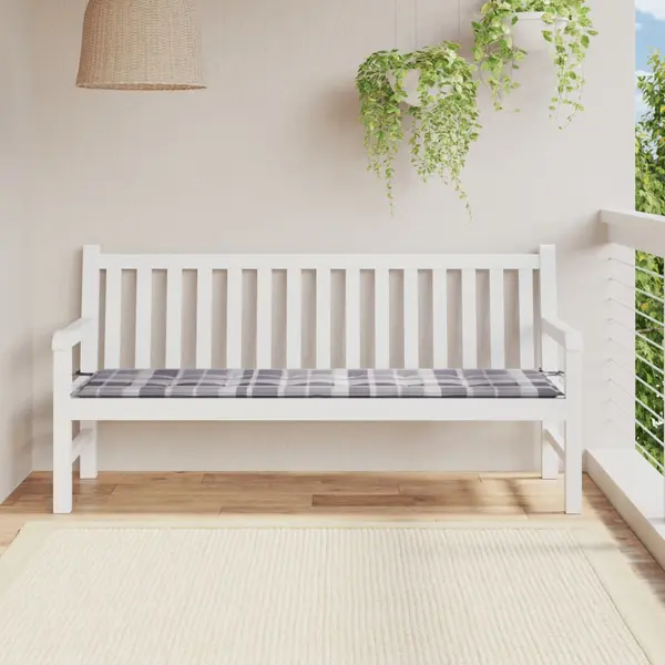 Gossi perna banca de gradina, gri carouri, 180x50x3 cm, textil oxford