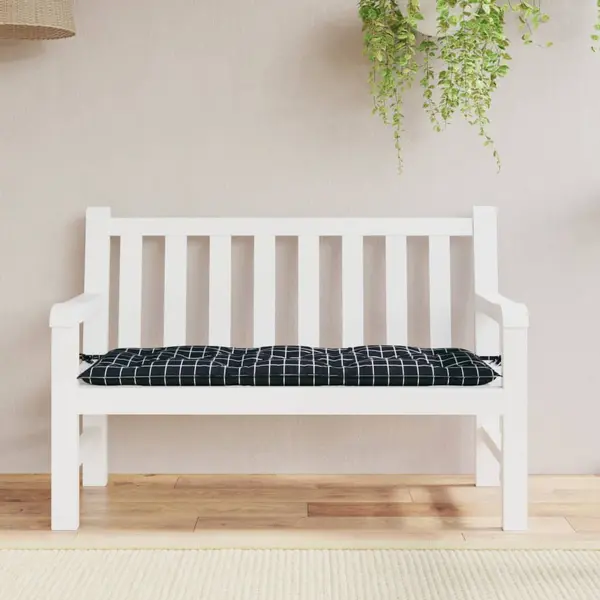 Gossi perna banca de gradina, negru carouri, 120x50x7 cm, textil