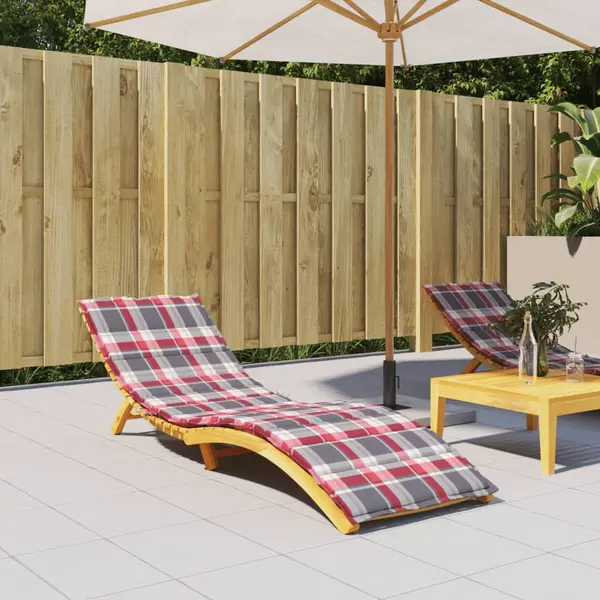Gossi perna de sezlong, rosu carouri, 200x60x3 cm, textil oxford
