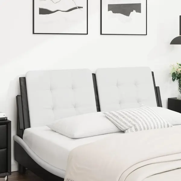 Gossi perna pentru tablie pat, alb si negru, 140cm, piele artificiala