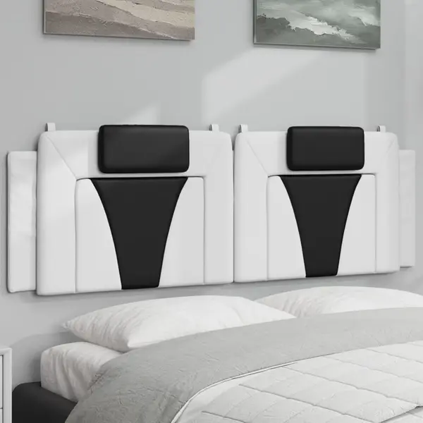 Gossi perna pentru tablie pat, alb si negru, 160cm, piele artificiala