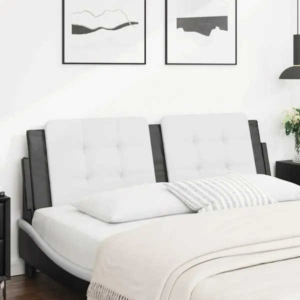 Gossi perna pentru tablie pat, alb si negru, 160cm, piele artificiala