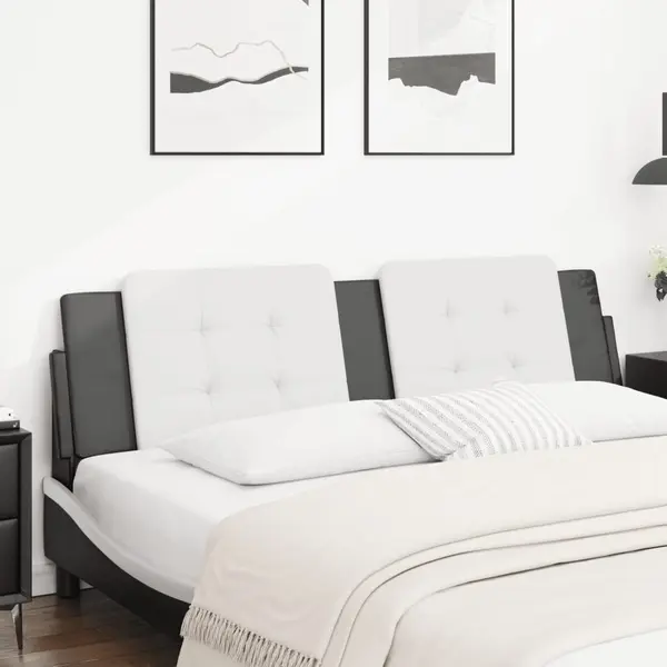 Gossi perna pentru tablie pat, alb si negru, 180cm, piele artificiala