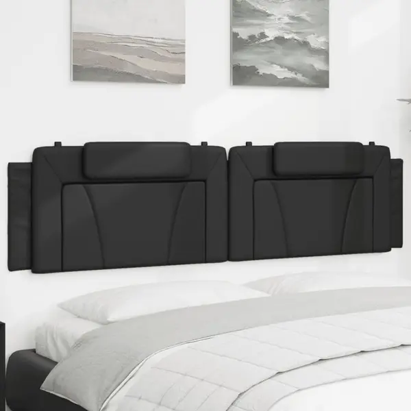 Gossi perna pentru tablie pat, negru, 200 cm, piele artificiala
