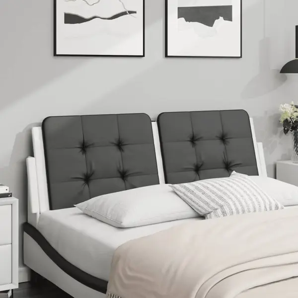 Gossi perna pentru tablie pat, negru si alb, 140cm, piele artificiala