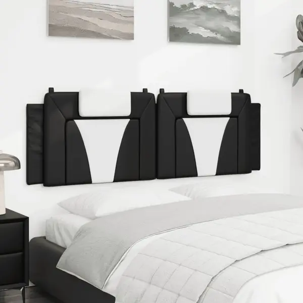 Gossi perna pentru tablie pat, negru si alb, 160cm, piele artificiala