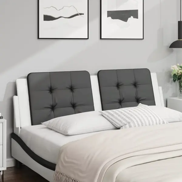Gossi perna pentru tablie pat, negru si alb, 160cm, piele artificiala