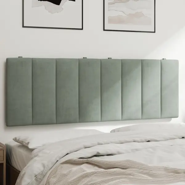 Gossi perna tablie de pat, gri deschis, 120 cm, catifea