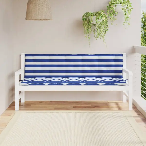 Gossi perne de banca, 2 buc., dungi albastre si albe, textil oxford