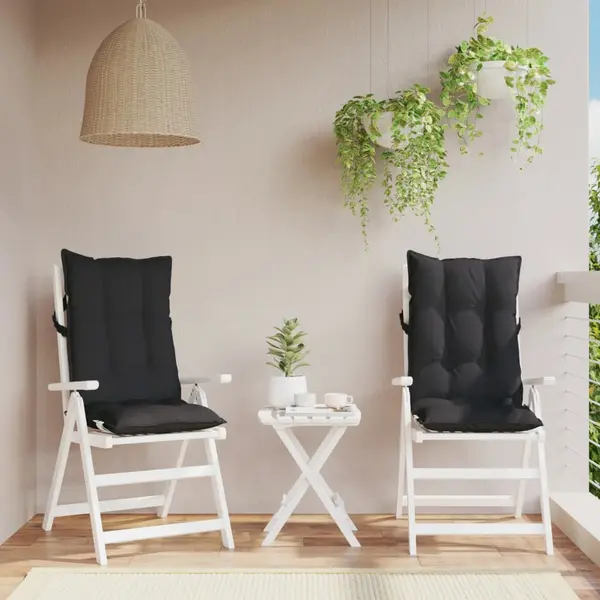Gossi perne de scaun cu spatar inalt, 2 buc, negru, tesatura oxford